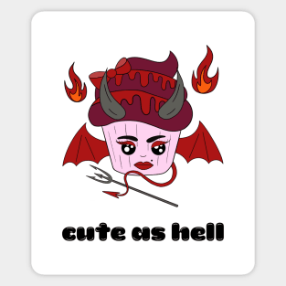 Cute and creepy Halloween devil cup cake - cute as hell Sticker